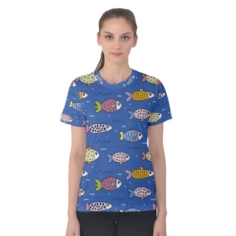 Sea Fish Blue Submarine Animals Women s Cotton Tee by Amaryn4rt