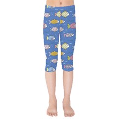 Sea Fish Blue Submarine Animals Kids  Capri Leggings  by Amaryn4rt