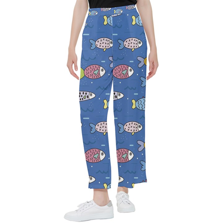 Sea Fish Blue Submarine Animals Women s Pants 