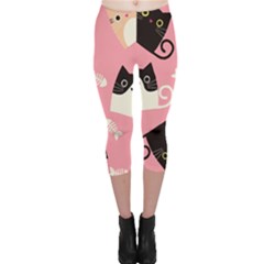 Cat Pattern Backgroundpet Capri Leggings  by Amaryn4rt