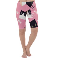 Cat Pattern Backgroundpet Cropped Leggings  by Amaryn4rt