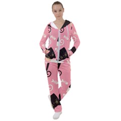 Cat Pattern Backgroundpet Women s Tracksuit by Amaryn4rt