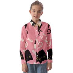 Cat Pattern Backgroundpet Kids  Long Sleeve Shirt by Amaryn4rt