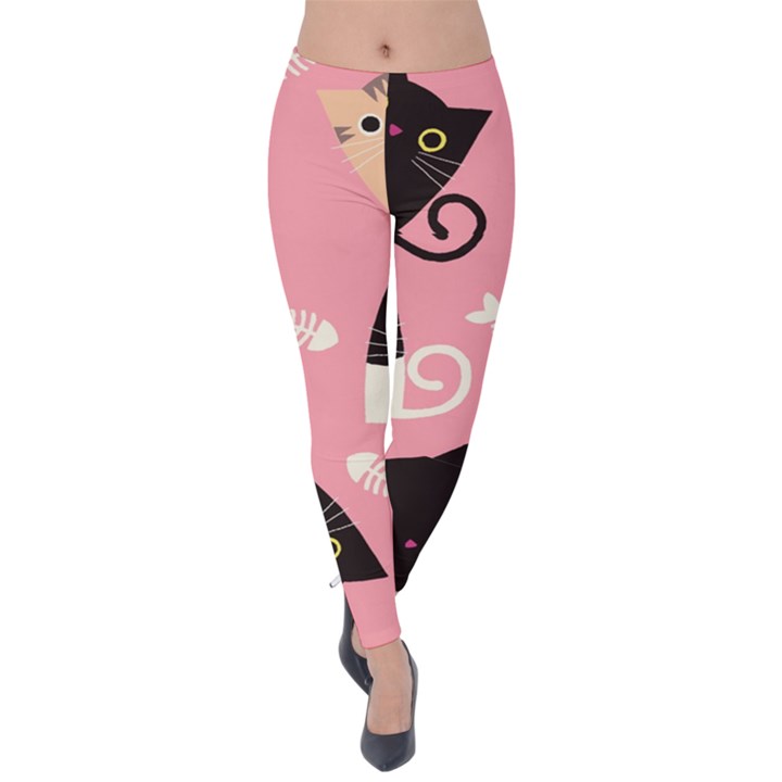 Cat Pattern Backgroundpet Velvet Leggings