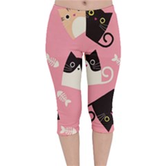 Cat Pattern Backgroundpet Velvet Capri Leggings  by Amaryn4rt