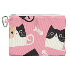 Cat Pattern Backgroundpet Canvas Cosmetic Bag (xl) by Amaryn4rt