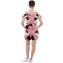 Cat Pattern Backgroundpet Ruffle Cut Out Chiffon Playsuit View2