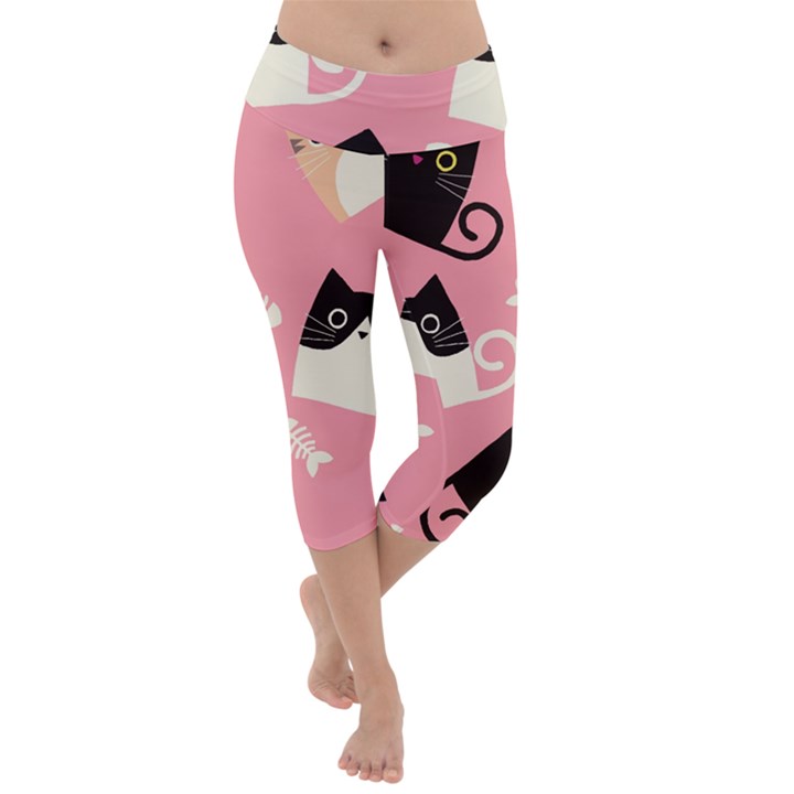 Cat Pattern Backgroundpet Lightweight Velour Capri Yoga Leggings