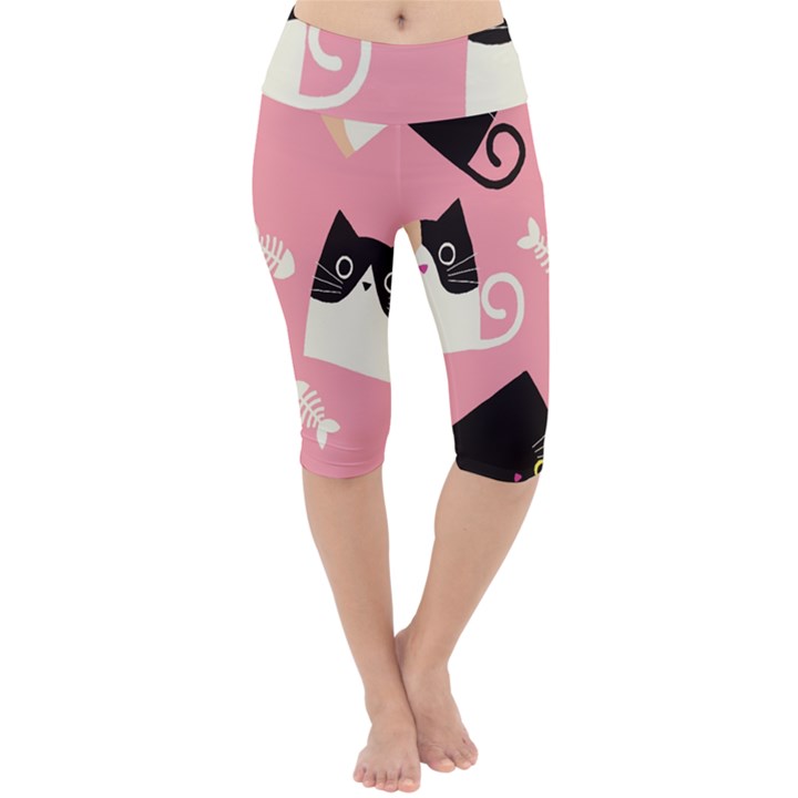 Cat Pattern Backgroundpet Lightweight Velour Cropped Yoga Leggings