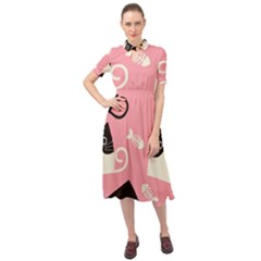 Cat Pattern Backgroundpet Keyhole Neckline Chiffon Dress by Amaryn4rt