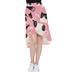 Cat Pattern Backgroundpet Frill Hi Low Chiffon Skirt