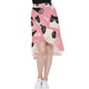 Cat Pattern Backgroundpet Frill Hi Low Chiffon Skirt View1