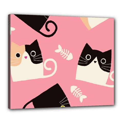 Cat Pattern Backgroundpet Canvas 24  X 20  (stretched) by Amaryn4rt