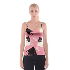 Cat Pattern Backgroundpet Spaghetti Strap Top by Amaryn4rt