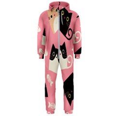 Cat Pattern Backgroundpet Hooded Jumpsuit (men) by Amaryn4rt