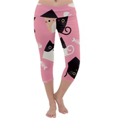 Cat Pattern Backgroundpet Capri Yoga Leggings by Amaryn4rt