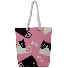 Cat Pattern Backgroundpet Full Print Rope Handle Tote (small) by Amaryn4rt