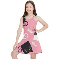 Cat Pattern Backgroundpet Kids  Lightweight Sleeveless Dress by Amaryn4rt