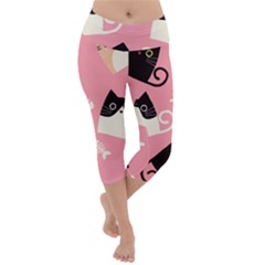 Cat Pattern Backgroundpet Lightweight Velour Capri Yoga Leggings by Amaryn4rt