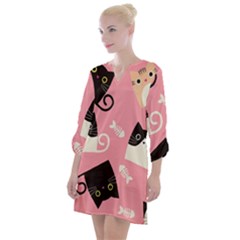 Cat Pattern Backgroundpet Open Neck Shift Dress by Amaryn4rt