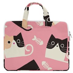 Cat Pattern Backgroundpet Macbook Pro 16  Double Pocket Laptop Bag  by Amaryn4rt