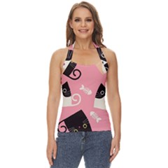 Cat Pattern Backgroundpet Basic Halter Top by Amaryn4rt