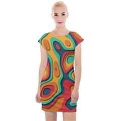 Paper Cut Abstract Pattern Cap Sleeve Bodycon Dress by Amaryn4rt