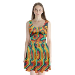 Paper Cut Abstract Pattern Split Back Mini Dress  by Amaryn4rt