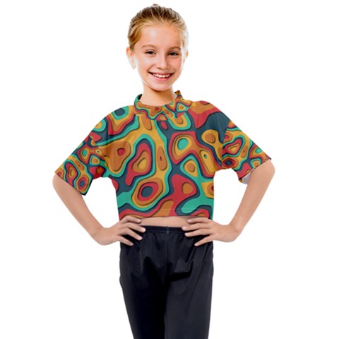 Paper Cut Abstract Pattern Kids Mock Neck Tee by Amaryn4rt