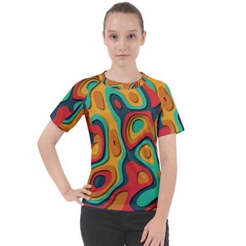 Paper Cut Abstract Pattern Women s Sport Raglan Tee by Amaryn4rt