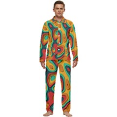 Paper Cut Abstract Pattern Men s Long Sleeve Velvet Pocket Pajamas Set by Amaryn4rt