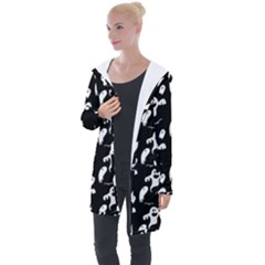 Halloween Background Ghost Pattern Longline Hooded Cardigan by Amaryn4rt