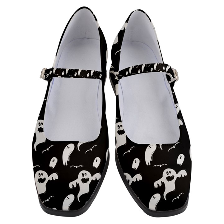 Halloween Background Ghost Pattern Women s Mary Jane Shoes