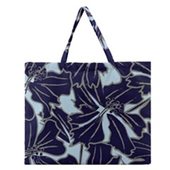 Floral Print Art Pattern Design Zipper Large Tote Bag by Amaryn4rt