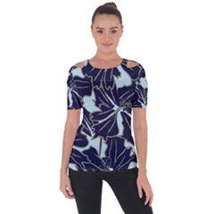 Floral Print Art Pattern Design Shoulder Cut Out Short Sleeve Top by Amaryn4rt