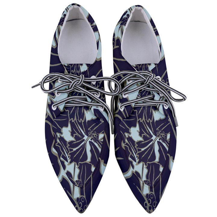 Floral Print Art Pattern Design Pointed Oxford Shoes