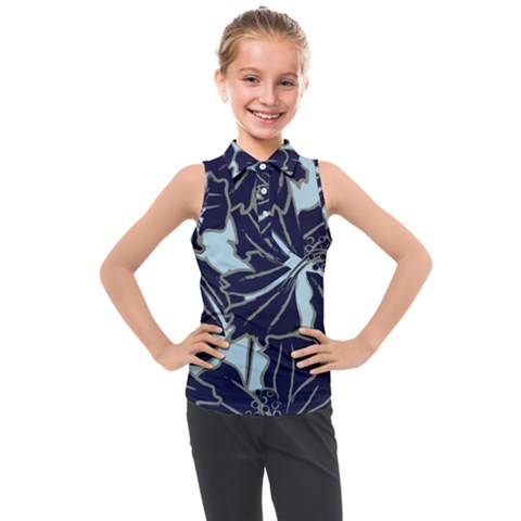 Floral Print Art Pattern Design Kids  Sleeveless Polo Tee by Amaryn4rt