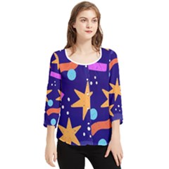 Star Abstract Pattern Wallpaper Chiffon Quarter Sleeve Blouse by Amaryn4rt