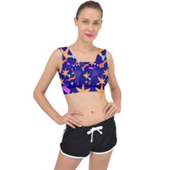 Star Abstract Pattern Wallpaper V-back Sports Bra by Amaryn4rt