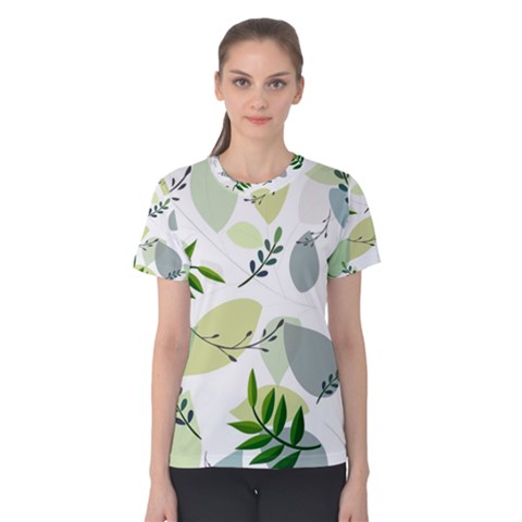 Leaves Foliage Pattern Abstract Women s Cotton Tee by Amaryn4rt