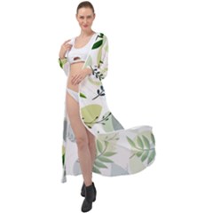 Leaves Foliage Pattern Abstract Maxi Chiffon Beach Wrap by Amaryn4rt