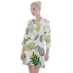 Leaves Foliage Pattern Abstract Open Neck Shift Dress by Amaryn4rt