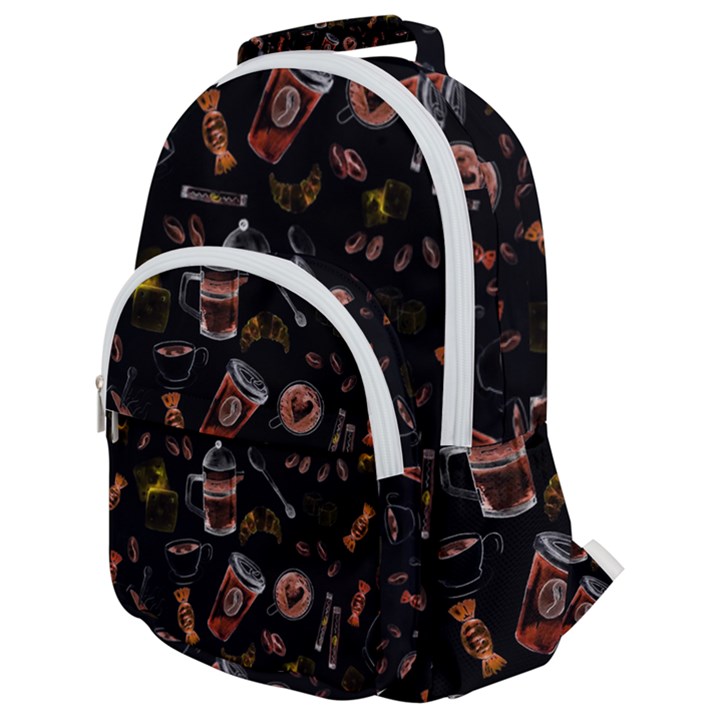 Coffee Watercolor Background Rounded Multi Pocket Backpack