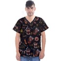 Coffee Watercolor Background Men s V-Neck Scrub Top View1