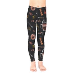 Coffee Watercolor Background Kids  Leggings by Amaryn4rt