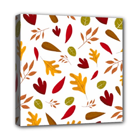 Leaves Fall Autum Colors Season Mini Canvas 8  X 8  (stretched) by Amaryn4rt