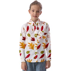 Leaves Fall Autum Colors Season Kids  Long Sleeve Shirt by Amaryn4rt