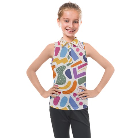 Abstract Pattern Background Kids  Sleeveless Polo Tee by Amaryn4rt