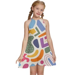 Abstract Pattern Background Kids  Halter Collar Waist Tie Chiffon Dress by Amaryn4rt