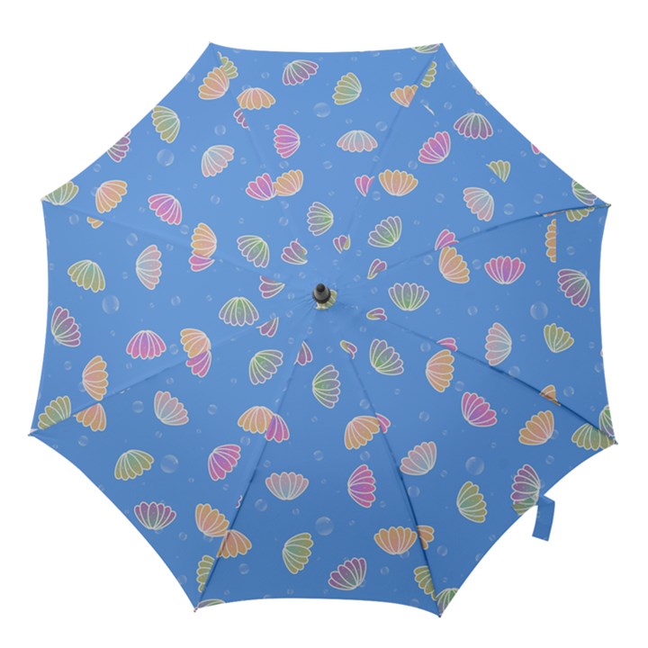 Seashell Clam Pattern Art Design Hook Handle Umbrellas (Small)